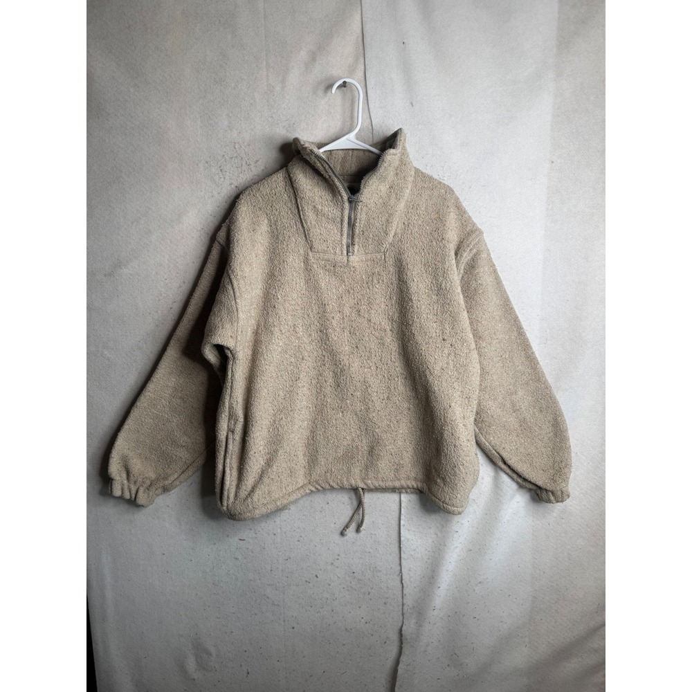 Earth Ragz Quarter Zip Pullover Tan Oatmeal Textured Fleece Mens Large 7466